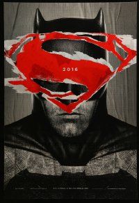 9c084 BATMAN V SUPERMAN teaser DS 1sh '16 cool close up of Ben Affleck in title role under symbol!