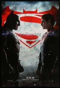 9c083 BATMAN V SUPERMAN teaser DS 1sh '16 Ben Affleck and Henry Cavill in title roles facing off!
