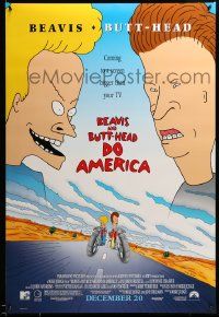9c094 BEAVIS & BUTT-HEAD DO AMERICA advance DS 1sh '96 Mike Judge MTV juvenile delinquent cartoon!