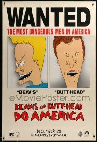 9c095 BEAVIS & BUTT-HEAD DO AMERICA teaser 1sh '96 Mike Judge, most dangerous men in America!