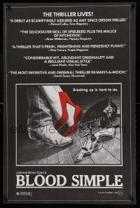 9c124 BLOOD SIMPLE 24x37 1sh '85 Joel & Ethan Coen, Frances McDormand, cool film noir gun image!