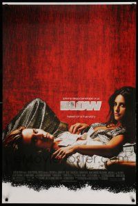 9c126 BLOW foil DS 1sh '01 Johnny Depp & Penelope Cruz in cocaine biography!