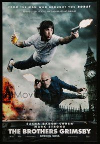 9c142 BROTHERS GRIMSBY teaser DS 1sh '16 wacky image of Sacha Baron Cohen and Mark Strong!