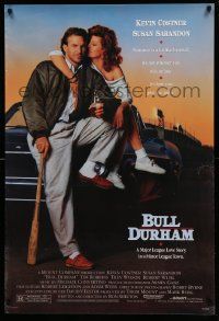 9c145 BULL DURHAM 1sh '88 great image of baseball player Kevin Costner & sexy Susan Sarandon