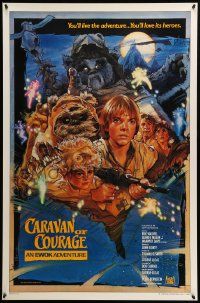 9c157 CARAVAN OF COURAGE style B int'l 1sh '84 An Ewok Adventure, Star Wars, art by Drew Struzan!