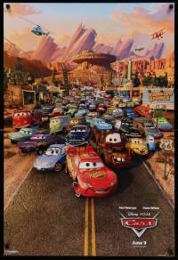 9c160 CARS advance DS 1sh '06 Walt Disney Pixar animated automobile racing, great cast image!
