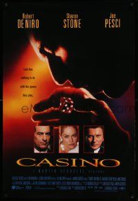 9c162 CASINO int'l DS 1sh '95 Martin Scorsese, Joe Pesci, Sharon Stone, Robert De Niro w/dice!