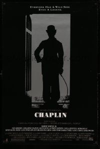 9c171 CHAPLIN 1sh '92 great silhouette image of Robert Downey Jr. as Charlie!