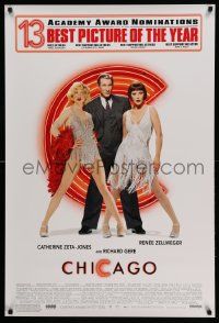 9c172 CHICAGO 1sh '02 Zellweger & Zeta-Jones, Gere, 13 nominations, wacky switched credits!