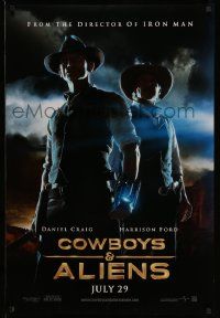 9c190 COWBOYS & ALIENS teaser DS 1sh '11 July style, cool image of Daniel Craig & Harrison Ford!