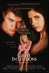 9c199 CRUEL INTENTIONS DS 1sh '99 Sara Michelle Gellar, Ryan Phillippe, Reese Witherspoon!