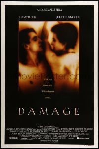 9c203 DAMAGE DS 1sh '92 Louis Malle's Fatale, intimate photo of Jeremy Irons & Juliette Binoche!