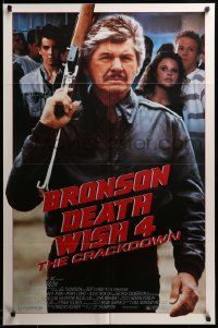 9c216 DEATH WISH 4 1sh '87 cool image of Charles Bronson w/assault rifle!