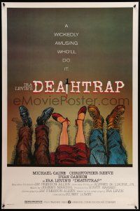 9c218 DEATHTRAP style A 1sh '82 Hedden art of dead Chris Reeve, Michael Caine & Dyan Cannon's feet