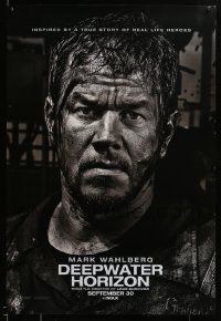 9c219 DEEPWATER HORIZON teaser DS 1sh '16 cool super close-up of oil-covered Mark Wahlberg!