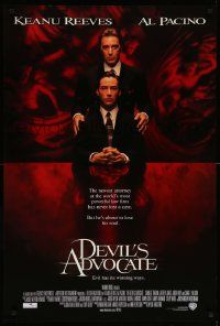 9c223 DEVIL'S ADVOCATE advance 1sh '97 best image of Keanu Reeves & demonic Al Pacino!