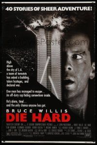 9c227 DIE HARD 1sh '88 Bruce Willis vs twelve terrorists, action classic!
