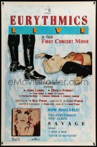 9c260 EURYTHMICS LIVE 1sh '87 sexy image of Annie Lennox rolling around on stage, concert!