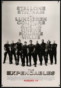 9c263 EXPENDABLES advance 1sh '10 Stallone, bullets, knives & guns, choose your weapon!
