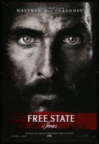9c303 FREE STATE OF JONES teaser DS 1sh '16 super close-up of intense Matthew McConaughey!