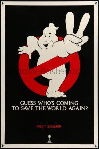 9c319 GHOSTBUSTERS 2 teaser 1sh '89 logo, guess who is coming to save the world again next summer?