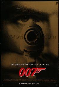 9c332 GOLDENEYE advance DS 1sh '95 Pierce Brosnan as secret agent James Bond 007, cool close-up!