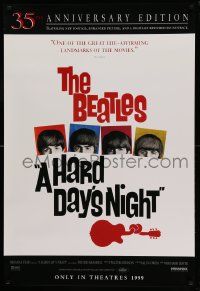 9c355 HARD DAY'S NIGHT advance 1sh R99 great image of The Beatles, guitar art, rock & roll classic!