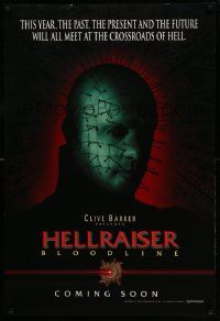 9c371 HELLRAISER: BLOODLINE teaser DS 1sh '96 Clive Barker, Pinhead at the crossroads of hell!