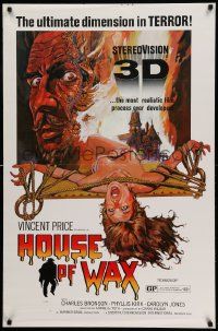 9c391 HOUSE OF WAX 1sh R72 Vincent Price, great horror artwork of monster & sexy girl!