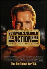 9c493 LAST ACTION HERO advance 1sh '93 great images of tough Arnold Schwarzenegger