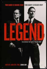 9c500 LEGEND teaser DS 1sh '15 dual image of Tom Hardy who is both Ronnie and Reggie Kray!