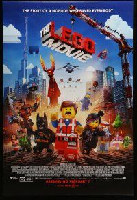 9c504 LEGO MOVIE advance DS 1sh '14 the story of a nobody who saved everybody!