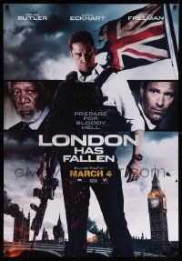 9c515 LONDON HAS FALLEN teaser 1sh '16 Gerard Butler, Aaron Eckhart, Morgan Freeman, Union Jack