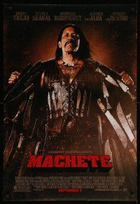 9c530 MACHETE style A advance DS 1sh '10 Robert Rodriguez, Danny Trejo with lots of blades!