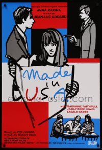 9c536 MADE IN U.S.A. 1sh R09 Jean-Luc Goddard, Anna Karina, great Keiko Kimura art!