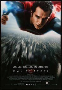 9c546 MAN OF STEEL advance DS 1sh '13 Henry Cavill in the title role as Superman flying!