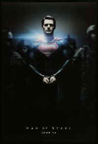 9c548 MAN OF STEEL teaser DS 1sh '13 Henry Cavill in the title role as Superman handcuffed!