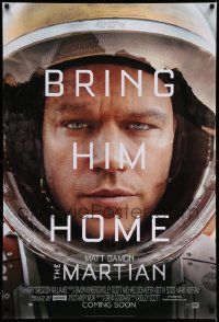 9c553 MARTIAN style A advance DS 1sh '15 close-up of astronaut Matt Damon, bring him home!