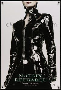 9c559 MATRIX RELOADED teaser DS 1sh '03 great image of Carrie-Anne Moss as Trinity in leather!