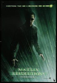 9c560 MATRIX REVOLUTIONS teaser DS 1sh '03 cool image of Keanu Reeves as Neo!