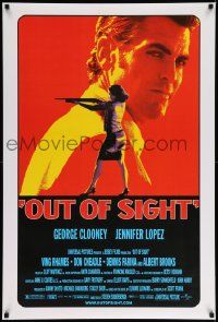 9c652 OUT OF SIGHT DS 1sh '98 Steven Soderbergh, cool image of George Clooney, Jennifer Lopez!