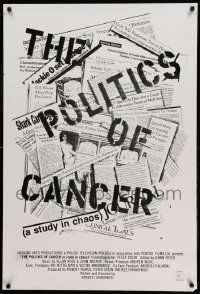 9c680 POLITICS OF CANCER 1sh '94 a study in chaos, Andrzej Krakowski, cool newspaper design!