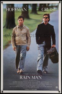 9c709 RAIN MAN advance 1sh '88 Tom Cruise & autistic Dustin Hoffman, directed by Barry Levinson!