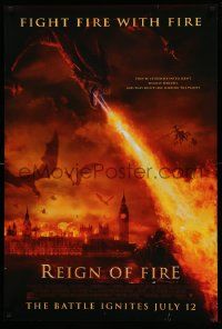 9c713 REIGN OF FIRE advance DS 1sh '02 Christian Bale & Matthew McConaughey battle dragons!