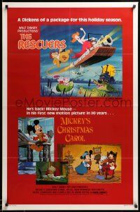 9c716 RESCUERS/MICKEY'S CHRISTMAS CAROL 1sh '83 Disney package for the holiday season!