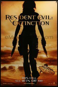 9c718 RESIDENT EVIL: EXTINCTION teaser 1sh '07 silhouette of zombie killer Milla Jovovich!