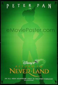 9c723 RETURN TO NEVERLAND advance DS 1sh '02 cool outline artwork of Peter Pan!