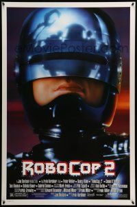 9c738 ROBOCOP 2 1sh '90 great close up of cyborg policeman Peter Weller, sci-fi sequel!