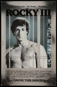 9c743 ROCKY III foil heavy stock advance 1sh '82 different image of boxer Sylvester Stallone!