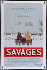 9c759 SAVAGES advance DS 1sh '07 cool artwork of Laura Linney & Philip Seymour Hoffman!